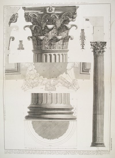 Demonstration in Large Scale of Parts of the First Order of Columns Inside the Pantheon from 